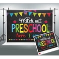 thumbnail image 1 of 7x5ft Welcome Back to School Backdrop Watch Out Preschool Here I Come First Day of School Background Welcome Back Classroom Party Decorations Banner Photo Booth Props, 1 of 3