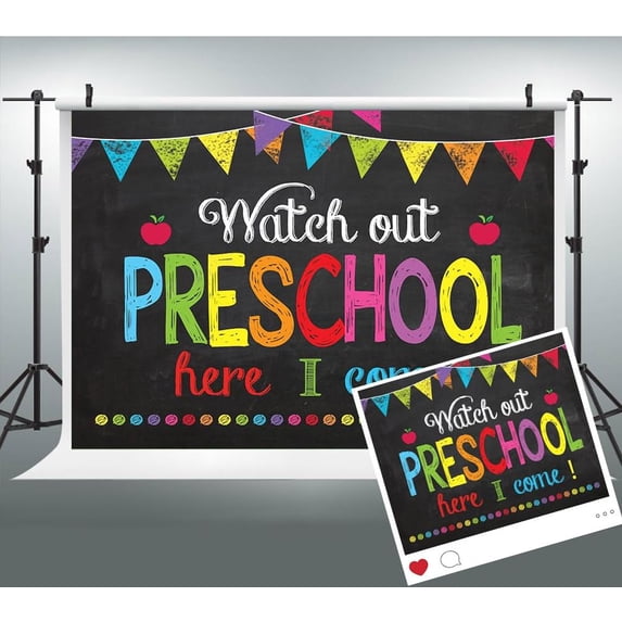 7x5ft Welcome Back to School Backdrop Watch Out Preschool Here I Come First Day of School Background Welcome Back Classroom Party Decorations Banner Photo Booth Props