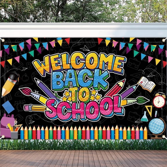 7x5ft Welcome Back to School Backdrop First Day of School Background Welcome Back Classroom Party Decorations Banner Photo Booth Props