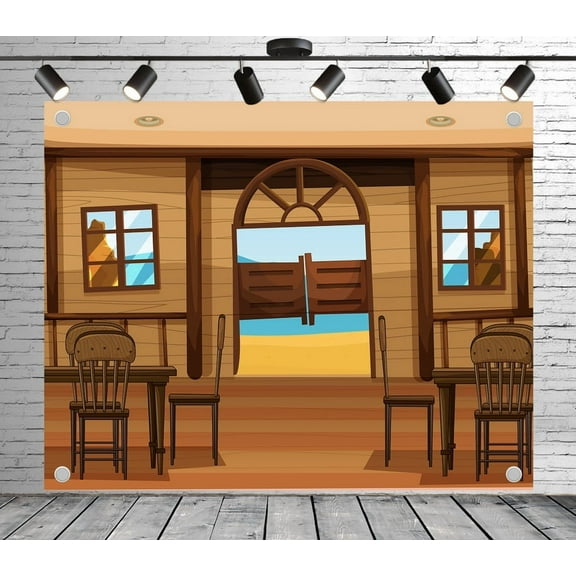 7x5ft Western Backdrop Saloon Interior Photo Backdrop Wood Panel Background for Theme Party Wedding Birthday Baby Shower Decoration Banner Photo Booth Studio Props