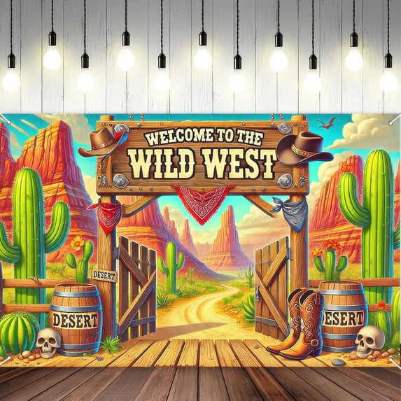 7x5ft Western Cowboy Birthday Backdrop Welcome To The Wild West Wild ...
