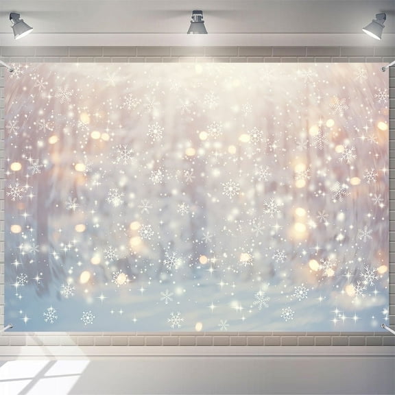 7x5ft Winter Christmas Wonderland Backdrop White Snowflakes Bokeh Lights Background for Baby & Family Holiday Photos