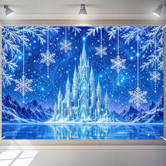 7x5ft Blue Snowflake Ice Castle Winter Wonderland Backdrop for Party