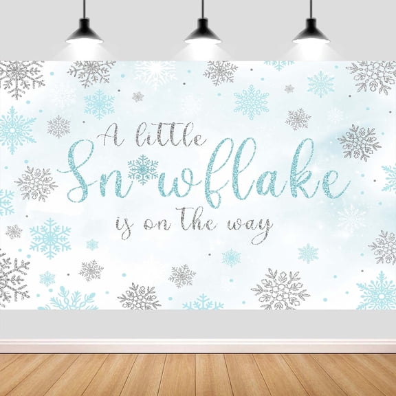 7x5ft Winter Snowflake Baby Shower Backdrop, Winter Blue Silver Snowflake Wonderland Background Backdrop Banner for Boys Kids Baby Shower Party Decorations Snow Landscape Indoor Photo Booth Props