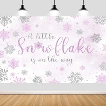 7x5ft Winter Snowflake Baby Shower Backdrop, Winter Purple Silver Snowflake Wonderland Background Backdrop Banner for Girls Kids Baby Shower Party Decorations Snow Landscape Indoor Photo Booth Props