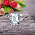 thumbnail image 1 of 7x5mm Emerald Cut 1.50 Carat Aquamarine Engagement Ring Anniversary Gift On 10k White Gold, 1 of 5