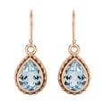 thumbnail image 1 of 7x5mm Pear Blue Topaz 925 Sterling Silver Rose Vermeil Wire Hook Teardrop Valentines Day Gifts Earrings, 1 of 4