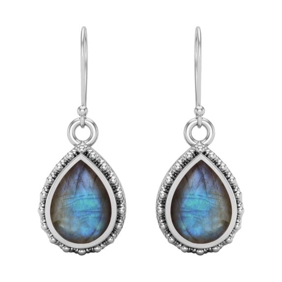7x5mm Pear Labradorite 925 Sterling Silver Wire Hook Teardrop Valentines Day Gifts Earrings