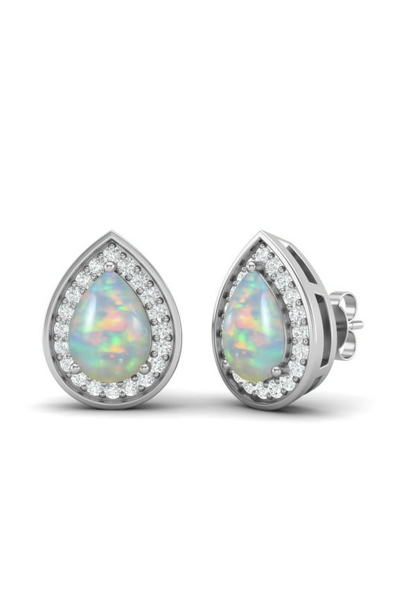 7x5mm Pear Shape Ethiopian Opal 925 Silver Solitaire Classic Mother's Day Gift Women Stud Earring