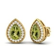 thumbnail image 1 of 7x5mm Pear Shape Peridot 925 Sterling Silver Gold Vermeil Solitaire Valentines Day Gifts Women Stud Earring, 1 of 7