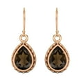 thumbnail image 1 of 7x5mm Pear Smoky Quartz 925 Sterling Silver Rose Vermeil Wire Hook Teardrop Valentines Day Gifts Earrings, 1 of 4