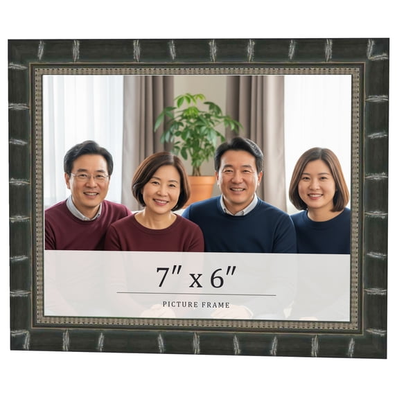 7x6 Frame Black Bamboo Solid Wood Picture Frame Width 1.5 Inches | Interior Frame Depth 0.5 Inches