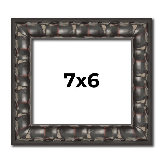 7x6 Frame Black-Brown Medieval Solid Wood Picture Frame | 1.5 Inch Moulding Width | Gotham Beveled