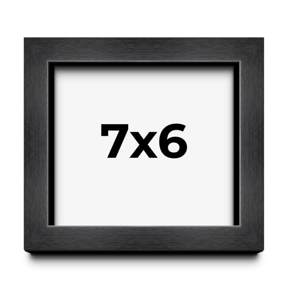 7x6 Frame Black Charcoal Grey Wood Textured Picture Frame | 0.75 Inch Moulding Width | Gunmetal