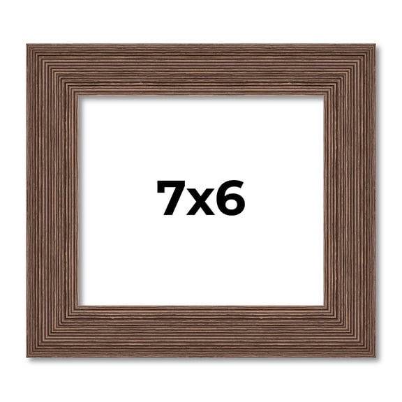 7x6 Frame Brown Farmhouse Solid Wood Picture Frame Width 1.5 Inches | Interior Frame Depth 0.5