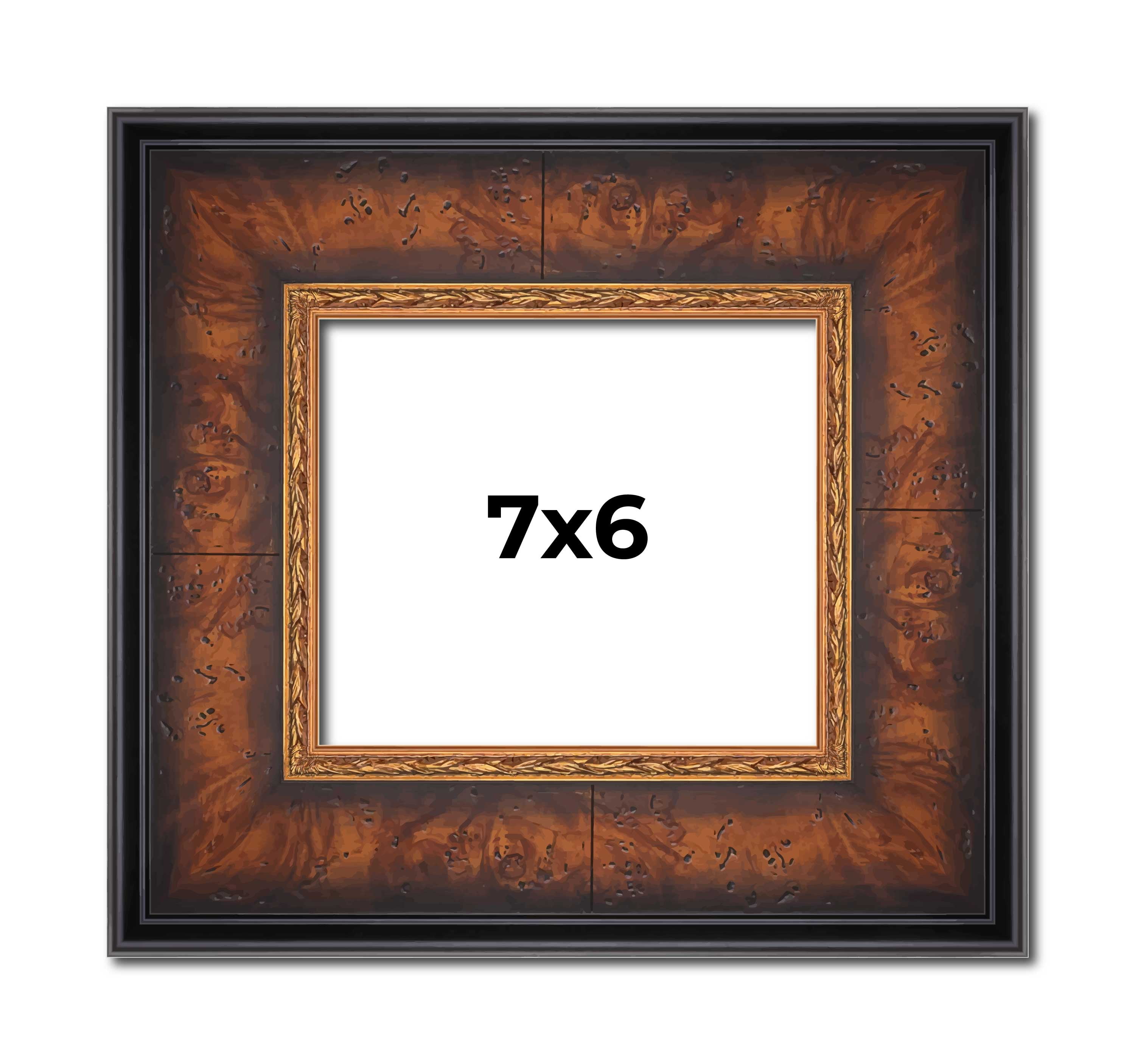 7x6 Frame Brown Walnut Gold Ornate Trim Solid Wood Plein Air Picture ...