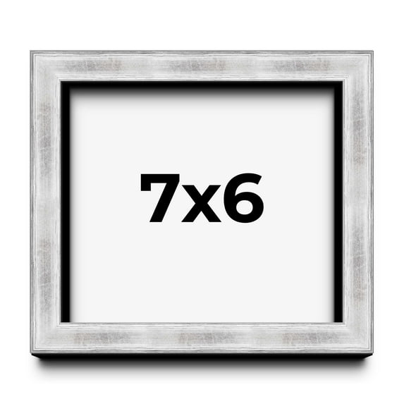 7x6 Frame Brushed Silver Solid Wood Picture Frame | 0.75 Inch Moulding Width | Rabbet Depth 0.75
