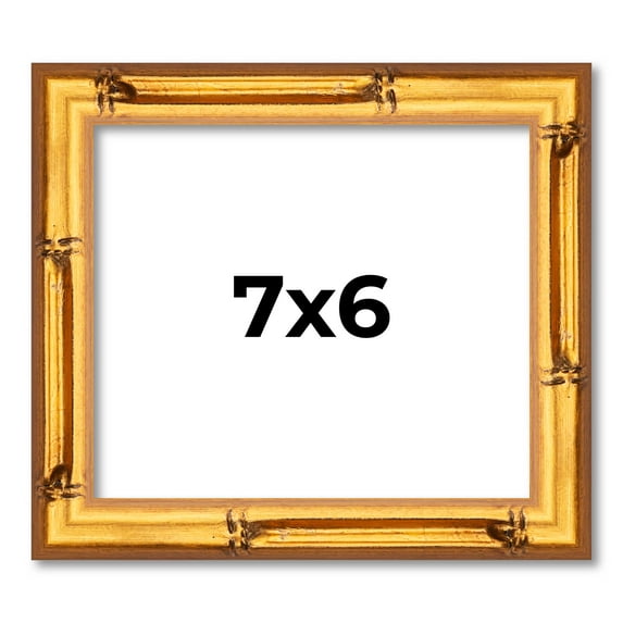 7x6 Frame Gold Bamboo Solid Wood Picture Frame | 1 Inch Moulding Width | Interior Frame Depth 0.75