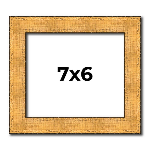 7x6 Frame Gold Rustic Solid Wood Picture Frame | 1.25 Inch Wide Moulding | Rustique Gold Collection
