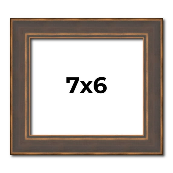 7x6 Frame Golden Caramel Solid Wood Bronze Picture Frame | 1.25 Inch Moulding Width | 0.5 Inch