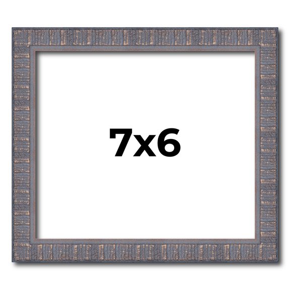 7x6 Frame Slate Blue Distressed Rustic Solid Wood Picture Frame | 0.75 Inch Moulding Width |