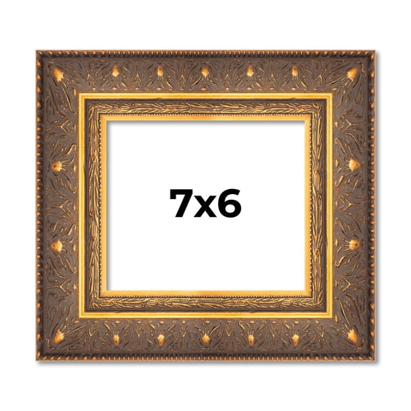 7x6 Frame Vintage Gold Solid Wood Picture Frame | 2.5 Inch Moulding Width | Ornate Bronze Museo