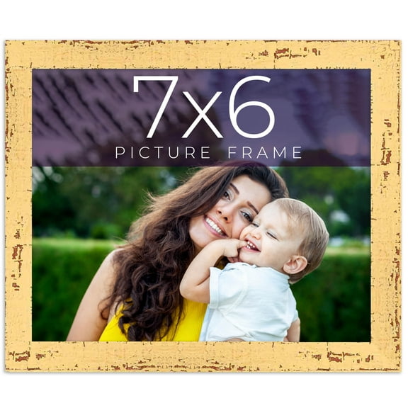 7x6 Frame Yellow Real Wood Picture Frame Width 1.25 inches | Interior Frame Depth 0.5 inches |