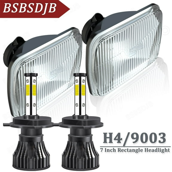 7x6 Inch Rectangle Housing H4 LED Headlight Bulbs for Chevy Corvette C4 1984-1996