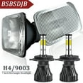 thumbnail image 1 of 7x6 Inch Rectangle Housing H4 LED Headlight Bulbs for Nissan Pickup Hardbody 1995-1997, 1 of 16