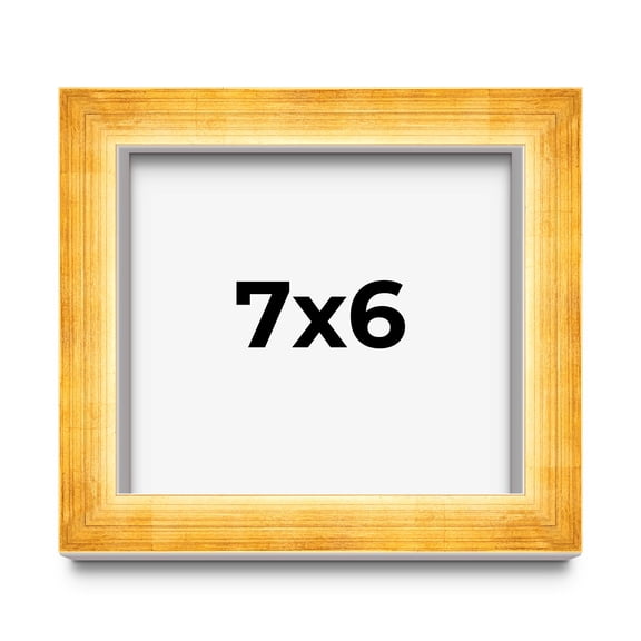 7x6 Shadow Box Frame Gold | 1.625 Inches Deep Real Wood Traditional Shadowbox Display Frame | UV