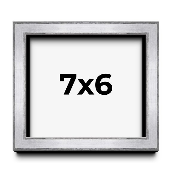 7x6 Shadow Box Frame Silver | 1.375 Inches Deep Real Wood Contemporary Shadowbox Display Frame | UV
