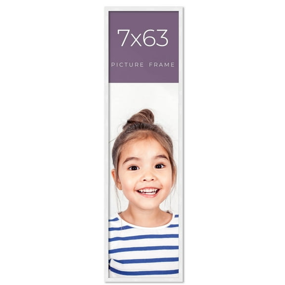 7x63 Frame White Real Wood Picture Frame Width 0.75 inches | Interior Frame Depth 0.5 inches |