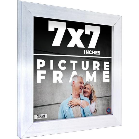 7x7 - 7 x 7 Stainless Steel Silver Solid Wood Frame with UV Framer's Acrylic & Foam Board Backing -