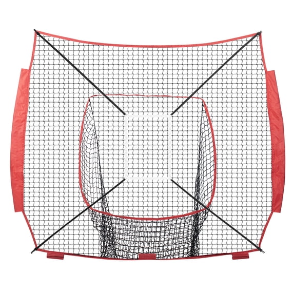 7x7 FT Baseball Softball Practice Net (NET ONLY), Portable Training Net for Hitting Batting Catching Pitching, Backstop Equipment with 1-Hole & 9-Hole Strike Zone Targets