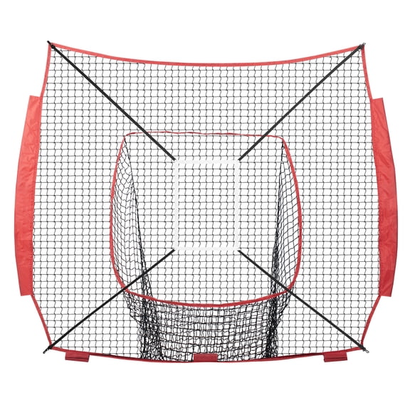 7x7 FT Baseball Softball Practice Net (NET ONLY), Portable Training Net for Hitting Batting Catching Pitching, Backstop Equipment with 1-Hole & 9-Hole Strike Zone Targets