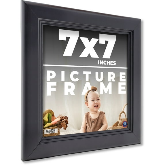 7x7 Frame Black Passaggi Solid Wood Picture Frame Width 1.5 Inches | Interior Frame Depth 0.5