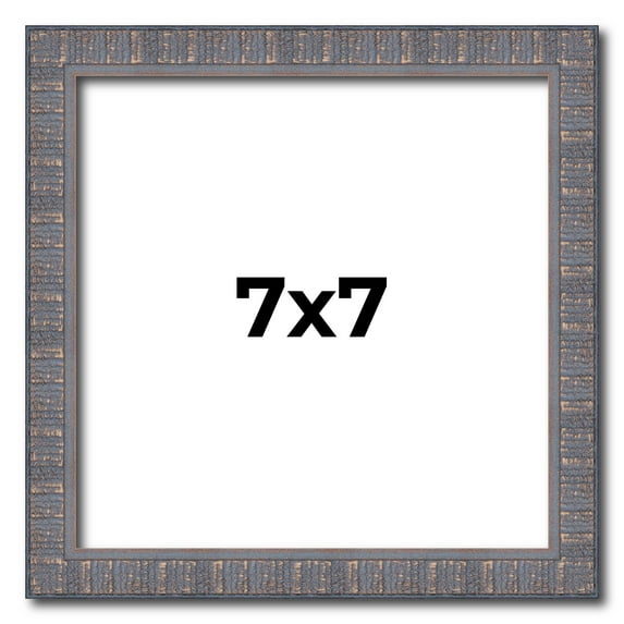 7x7 Frame Blue Kingsley Pewter Solid Wood Picture Frame Width 0.75 Inches |Interior Depth 0.5