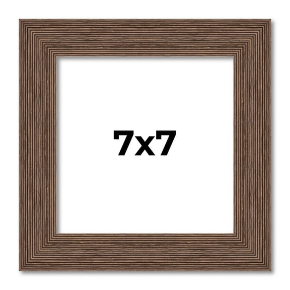 7x7 Frame Brown Distressed Barnwood Picture Frame | Rustic Farmhouse Photo Frame Includes UV