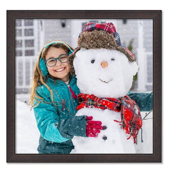7x7 Frame Brown Picture Frame - Modern Photo Frame Includes UV Acrylic Shatter Guard Front, Acid Free Foam Backing
