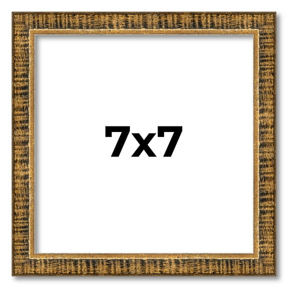 7x7 Frame Gold Kingsley Distressed Solid Wood Picture Frame Width 0.75 Inches | Interior Frame