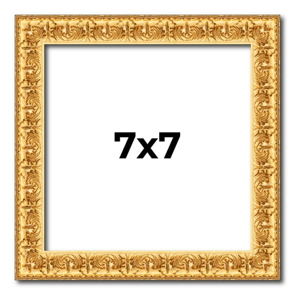 7x7 Frame Gold Real Wood Picture Frame