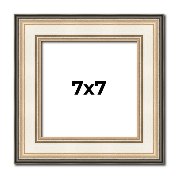 7x7 Frame Gold Silver Plein Aire 2" Inch Wide Moulding Solid Wood Picture Frame | Modena Collection