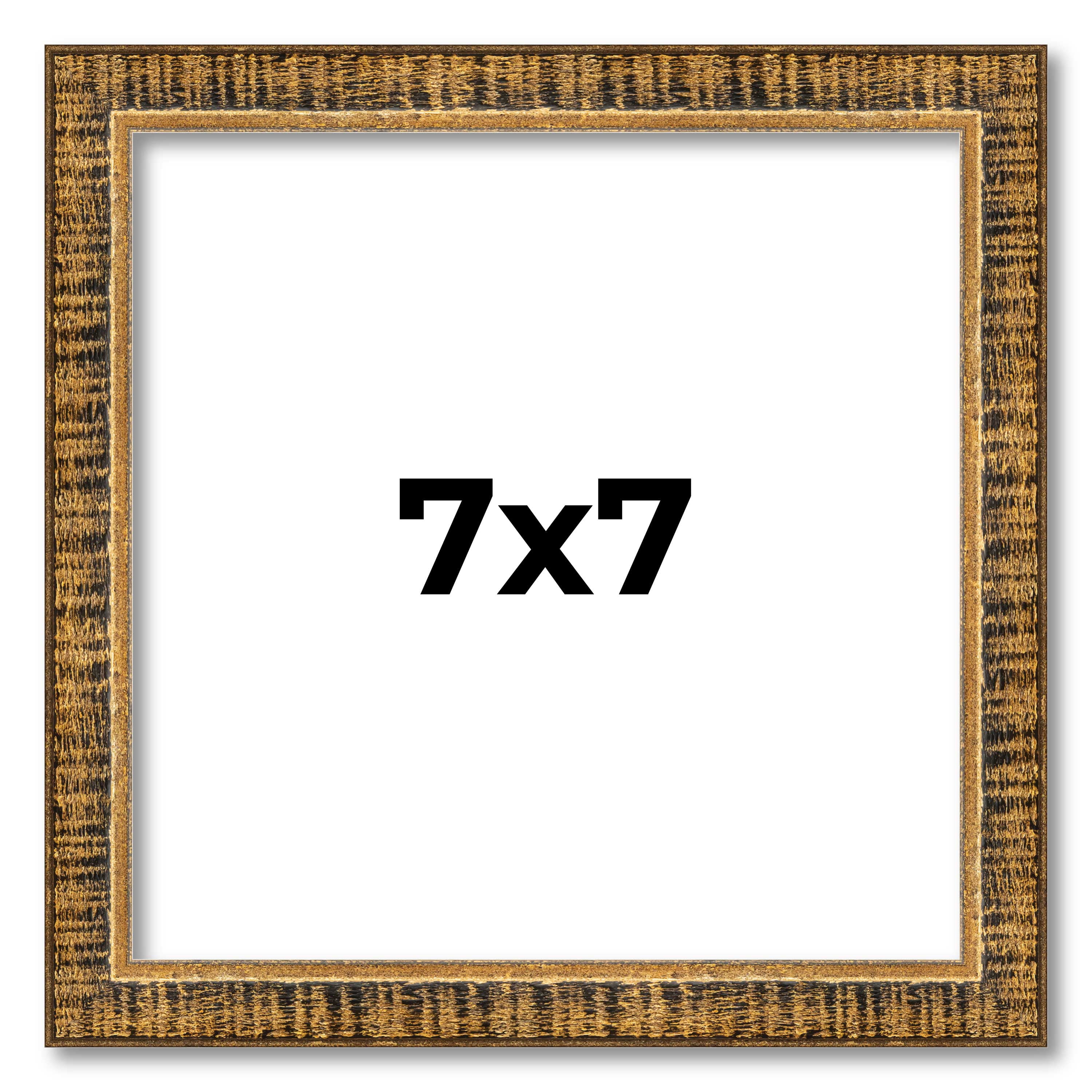 7x7 Frame Gold Solid Wood Picture Frame Includes UV Acrylic Plexiglass ...