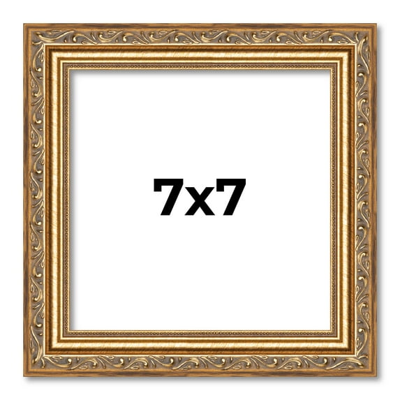 7x7 Frame Gold Solid Wood Picture Frame Width 1.25 Inches | Interior Frame Depth 0.375 Inches |