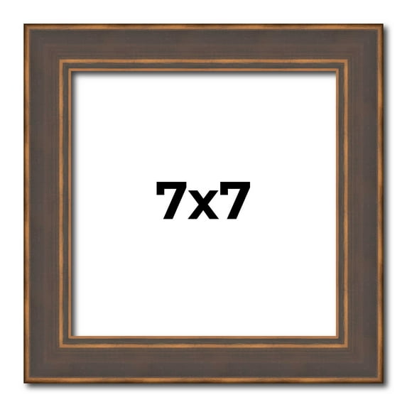 7x7 Frame Golden Caramel Solid Wood Bronze Picture Frame | 1.25 Inch Moulding Width | 0.5 Inch