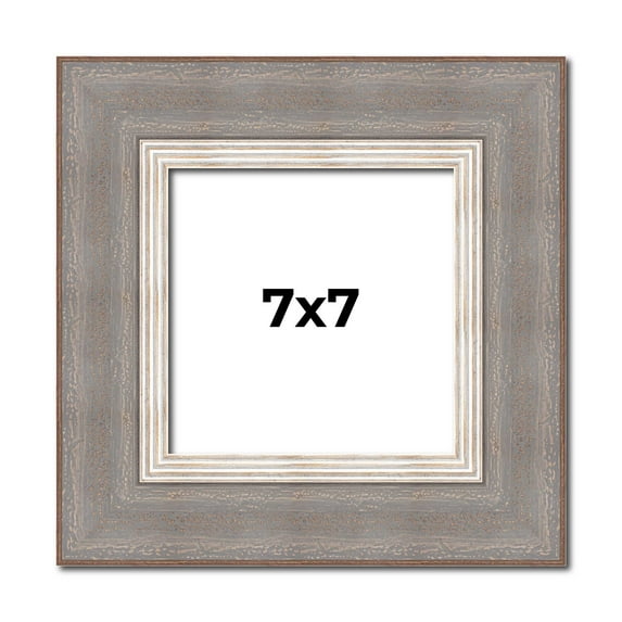7x7 Frame Grey Real Wood Picture Frame Width 2.75 Inches | Interior Frame Depth 0.5 Inches | Linus