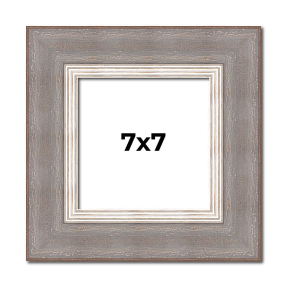 7x7 Frame Grey Real Wood Picture Frame Width 2.75 Inches | Interior Frame Depth 0.5 Inches | Linus