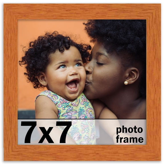 7x7 Frame Honey Pecan Brown Picture Frame - Modern Photo Frame Includes UV Acrylic Shatter Guard