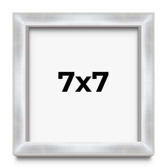 7x7 Frame Silver Whitewashed Wood Grain Solid Wood Shadow Box | 0.75 Inch Moulding Width | 0.75