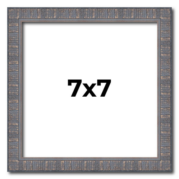 7x7 Frame Slate Blue Distressed Rustic Solid Wood Picture Frame | 0.75 Inch Moulding Width |